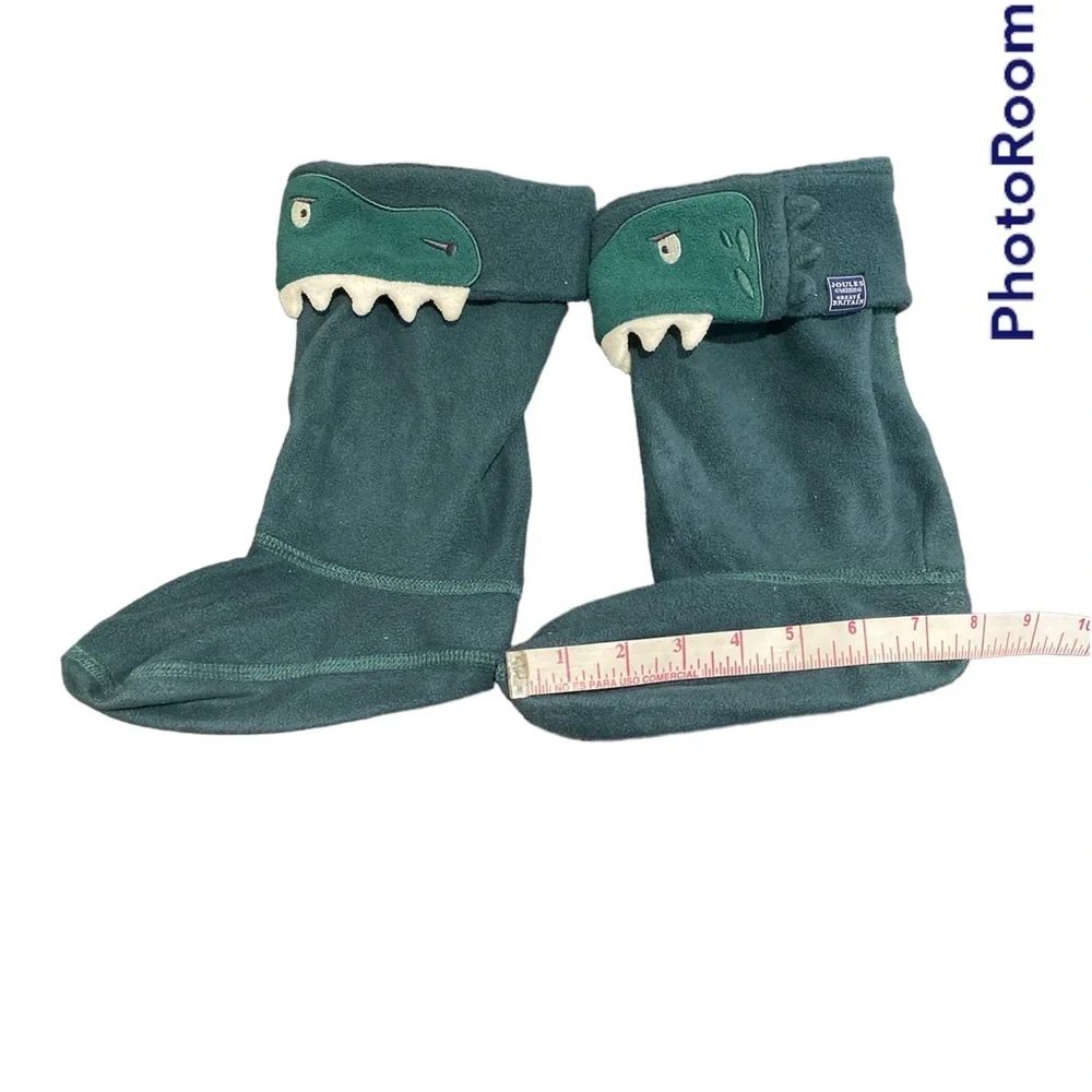 Kamik rain boots olive/yellow size 3 and joules welly socks Dino green